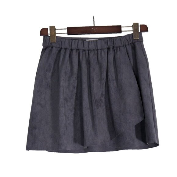 Wilfred Free Women's Medium Gray Nescher Skirt Faux Suede Elastic Waist Mini - Picture 1 of 7